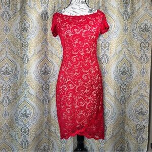 Bisou Bisou Red Lace Dress - Size 8